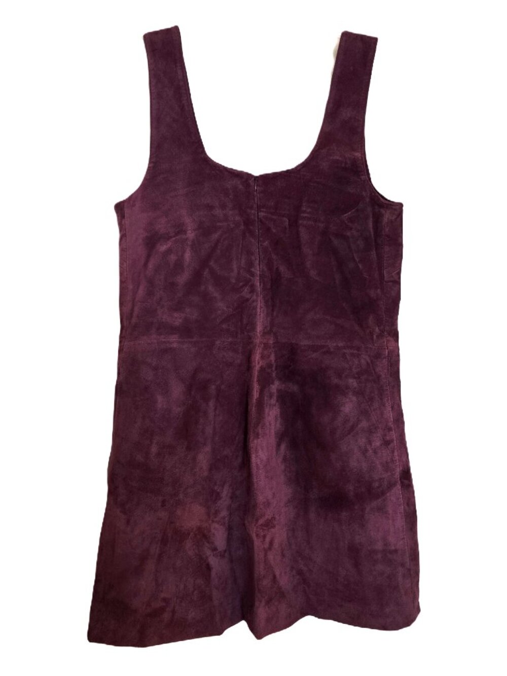BB Dakota Vintage Style Plum 100% Suede Leather Shift Pinafore Dress Size 8 - Picture 5 of 16